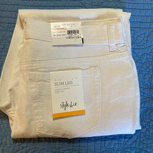 Style& Co Women's Pants, White Jeans, Slim Leg, Tummy Control